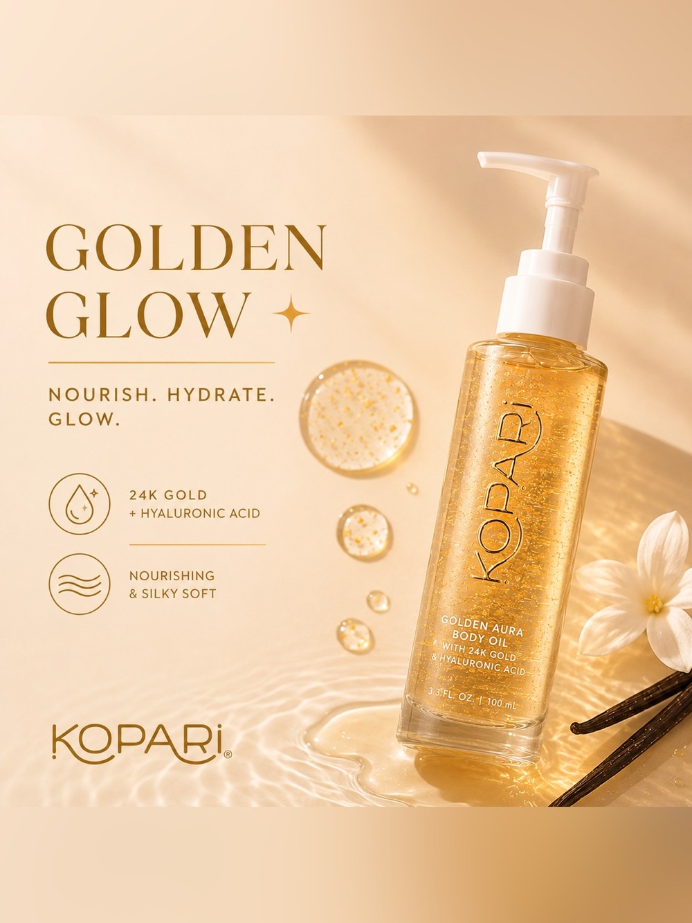 ✨ KOPARI Golden Aura Body Oil w/ 24K Gold + Hyaluronic Acid | NEW IN BOX ✨